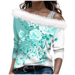 Women's T Shirts Tops Long Sleeve Tunic Autumn And Winter Fashion Leisure Christmas Print O-Neck Pullover Top Sweatshirt