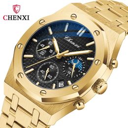 Wristwatches CHENXI Waterproof WristWatch Chronograph Date Men Watch Top Military Stainless Steel Sport Original Male Clock 948