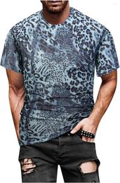 Men's T Shirts T-shirt Spring Summer Casual Slim Leopard Print Pattern 3D Printed Short-sleeved Fashion Clothing Street Top