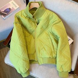 Women's Jackets Quilted Jacket Women 2023 Winter Puffer Coat Oversize Feather Outerwear Fashion Padding Top Stand Up Collar Clothes Zip