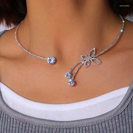 Choker Butterfly Necklace Dainty Fashion Full Cz Beautiful Shinning Wedding Party Christmas Day Womens Girls Jewelry Gifts