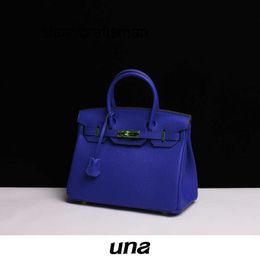 Genuine Leather Bags Light Blue Genuine Top Layer Cowhide Blue Women's Bag Fashion Bag
