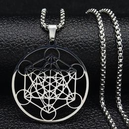 Pendant Necklaces 316 Stainless Steel Metatron Cube Necklace Star Of David Chakra Yoga Meditation Hip-hop Chain Man Woman Jewelry 206Y