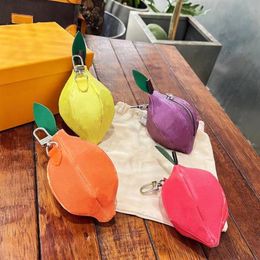 New Style Fashion Lemon Pendant Coin Purses Unisex Designer Accessories Key Chain Change Purse Classic Printing Leather Handbag Ca249A