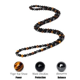 Chains Hematite Obsidian Tiger Eye Beads Necklaces Men Fashion Triple Protection Women For Magnetic Health JewelryChains275h