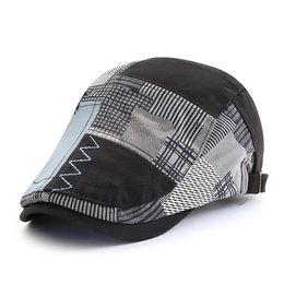 Berets Designer Beret Hat Men Retro sboy Cap Patchwork Plaid Herringbone Flat ed Cap Women Driving Cabbie Gatsby Hat Casquette 231204