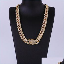 Chains Mens 18K Gold Tone 316L Stainless Steel Chains Cuban Necklace Curb Link Chain With Diamonds Clasp Lock 8Mm 10Mm 12Mm 14Mm 13001