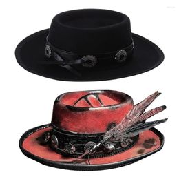 Berets Lightweight Cowgirl Hat Woman Men Ladies Skull Pattern Cowboy Halloween Party With Feather Decor