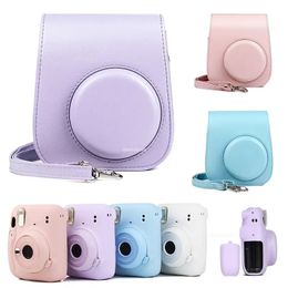 Camera bag accessories For Instax Mini 11 Camera Case PU Leather Soft Silicone Cover Bag for Fujifilm Film Camera Bag with Shoulder Strap 231204