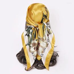 Scarves Women Girl Square Scarf Fashion Flower Shawl Stole Hijab Faux Silk Kerchief Headband 35"