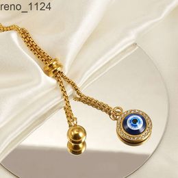 Drop Shipping Tarnish Free Waterproof Jewelry Necklace Accessories Jewelry Stainless Blue Devil Eye Long Sweater Necklace