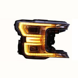 For Ford Raptor F150 18-19 Headlight Assembly LTD Modified LED Daytime Running Light Dynamic Streamer Turn Signal Indicator Front Lamp