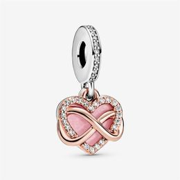 New Arrival 925 Sterling Silver Sparkling Infinity Heart Dangle Charm Fit Original European Charm Bracelet Fashion Jewellery Accesso217F