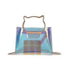 Evening Bags 2022 Women Shoulder Bag Fashion Laser Transparent Crossbody Clear PVC Jelly Small Tote Beach Lady Sac Femme Bandoulie219R