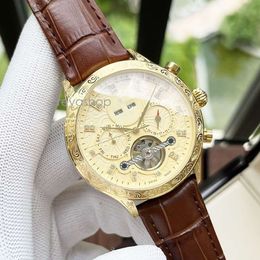 Swiss Made Brand Mechanical Watch Men's Multi Functional Calendar Week Big Three Needle Carving Mechanical Movement Watch