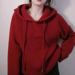 Women's Sweaters Fashion New Hooded Sweater Women Loose Pullover Long-Sleeve Tops Female Spring Autumn Hoodie Red Wine Cloingyolq