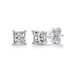 stud earring D Colour Princess Cut Moissanite Earring s925 Sterling Sliver Plated with 18k White Gold Earrings for Women Fine Jewel289Y