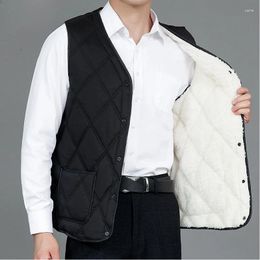 Men's Vests 2024 Autumn Winter Plus Velvet Down Cotton Vest Male Thick Warm Sleeveless Jackets Men V-neck Casual Waistcoat D668