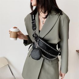 Waist Bags Luxury Women's Chain Fanny Pack 2021 Bag Wide Shoulder Belt Designer Brand Pu Leather Crossbody Chest2016