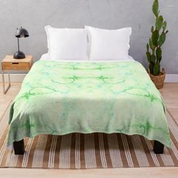 Blankets Shades Of Green Liquid Paint - Watercolour Rain Painting Mirror Pattern Throw Blanket Camping