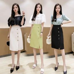 Skirts A Line Skirt Fashionable Basic Mid-length Professional Bodycon Maxi Jupe Temperament Slim Fit Solid Clothing Zipper Faldas Mujer