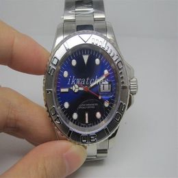 Top quality watch mechanical automatic stainless watches with steel band blue face men wristwatch 082279y