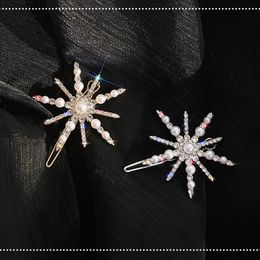 Hair Clips Barrettes korean Women Hairpin Shiny Luxury Rhinestones Hair Accessories Silver Crystal snowflake Sweet Metal Hair Clips 231202