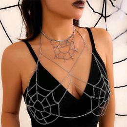 Necklace Earrings Set Halloween Sexy Jewellery Gothic Dark Spider Web Personalised Body Chain Accessories Women Costume