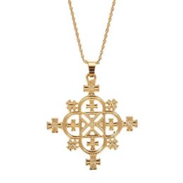 Pendant Necklaces Ethiopian Trendy Cross Pendants Necklace Women Gold Color Eritrea Habesha JewelryPendant2967