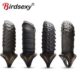 Sex Toy Massager Silicone Penis Ring Reusable Cock Enlargement Delayed Ejaculation Toys for Men Adults Toy Couple