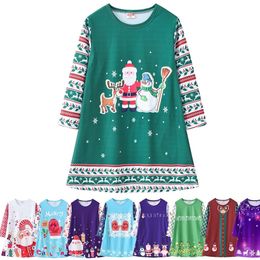 Girl s Dresses Children Skater Dress Girls Pullover Xmas Clothes Child Long Sleeve T Shirt Kids Party Christmas Outfits Birthday Clothing 231204