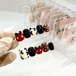 False Nails Cartoon Short Hand-painted Handmade Press On Nails Cute Handmade Polka Dot Christmas Atmosphere.No.19605 231204