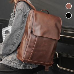 Large Capacity Short-distance Travel Bag For Men Korean Style Male Shoulder Soft Pu Leather Handbag Computer Schoolbag Backpack3027