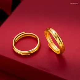 Cluster Rings Genuine Vietnamese Hard Gold Ring For Men And Women Couples Ancient Law Heritage Circle Live Solid Simulation Is