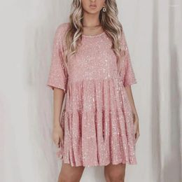 Casual Dresses Women Sequin Dress Short Flowy Sparkling Club Party Glittery Patchwork Mini With Loose For Women's