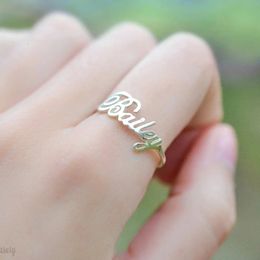 Wedding Rings DODOAI Custom Nameplate Ring Free Size Personalized Spiral Style Customizable 2 Name Couple Rings Anel Gift BFF Jewelry 231204