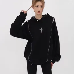 Women's Hoodies Deeptown Korean Streetwear Pullover Sweatshirts Women Vintage Oversize Zipper Hoodie Gothic Luxury Designer Clothing Autumn