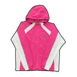 2023 Mens Jackets Print CRT Zipper Hoodie Windproof Sports Jacket Street Trend Contrast Panel Hoodie Coat supermer