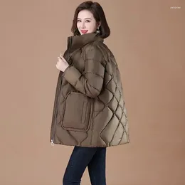 Women's Trench Coats Winter Parkas Fashion Down Cotton-Padded Jacket Women Mid-Length Warm Thick Coat Female Middle-Aged Mom Loose Overcoat