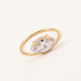 Cluster Rings Elegant Shiny Water Drop Shaped Zircon Engagement Wedding Ring For Lover Girl Stainless Steel Jewellery