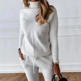 Women's Two Piece Pants Spring Winter 2023 Turtleneck Sweater Knitted Suit 2 Pieces Set Fashion Casual Pullover Trousers Suits Women