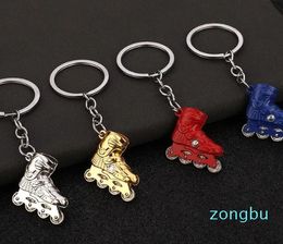 Keychains 100pcs/lot Metal Roller Skate Keyholders Creative Zinc Alloy Key Chains