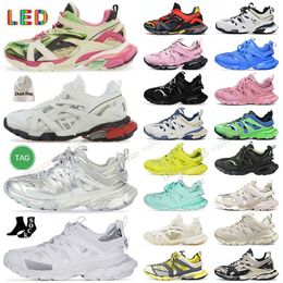 track led 3 multicolor sneakers womens designer shoes Tracks 3.0 LED Paris Italy Brand Triple s all black leather Nylon Printed Plate-forme Trainer Mens Sports Sneaker