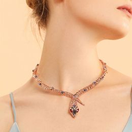 Viennois Rose Gold Color Snake Necklace For Women Chokers Necklaces Rhinestone crystal Chain Necklaces Wedding Party Jewelry J1907198g