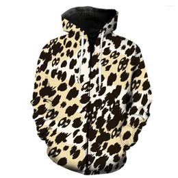 Men's Hoodies Animal Fur Texture Zipper Hoodie Casual Long Sleeve Streetwear Tops Oversized Cool Hip Hop Unisex 2023 3D Print