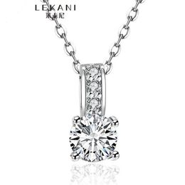 100% Pure 925 Sterling Silver Pendant Necklace 1 5 Ct SONA CZ Diamond Engagement Necklace Solid Silver Wedding Necklaces for Women242C