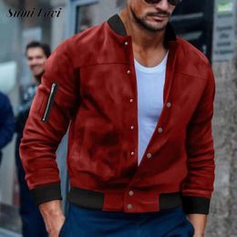 Men's Jackets Trendy Outerwear Clothing Casual Long Sleeve Zipper Jacket Coat Men Autumn Fashion Stand Collar Patchwork Outfits