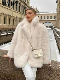 Women's Fur Faux Fur Luxury Fluffy Faux Fur Coats Women 2023 Winter Long Sleeve Lapel Casual Overcoats Thick Warm Long Coat Female Fashion Outerwear T231204