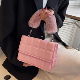 Evening Bags 2023 Trendy Shoulder Crossbody Plush Fall Winter Handbag For Women Girls Casual PU Mobile Wallet Purse Tote Hand Bag Ladies