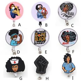 Medical Key Rings Multi-style Black Nurse Felt ID Holder For Name Accessories Badge Reel With Alligator Clip338G